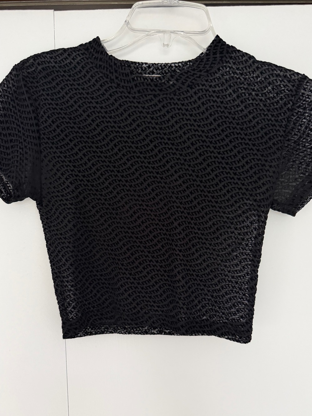 Kith Black Mesh Logo Crop Tee